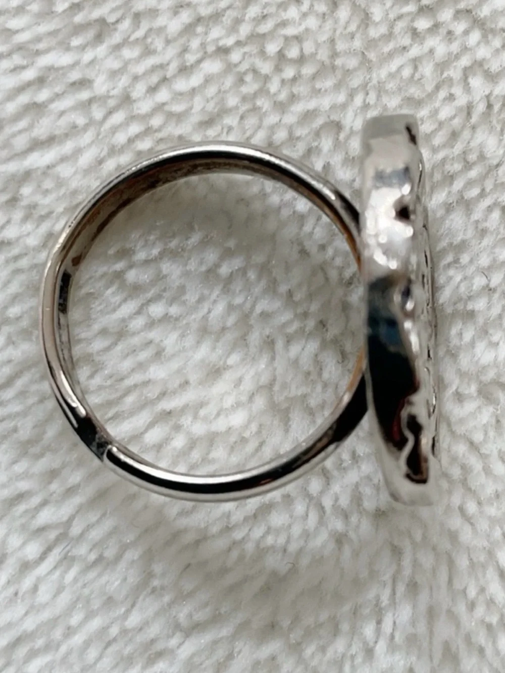Vintage Silver Tone Abstract Swirl Statement Ring Adjustable Boho
